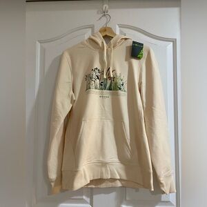 Cream Hoodie with Nature Print